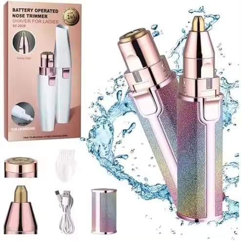 Dispositivo de depilación facial y de cejas 2 en 1 para mujeres, afeitadora facial y corporal recargable para labios, recortadora de cejas eléctrica recargable para mujeres, afeitadora suave sin dolor con luz LED (multicolor, 1 pieza) - 1