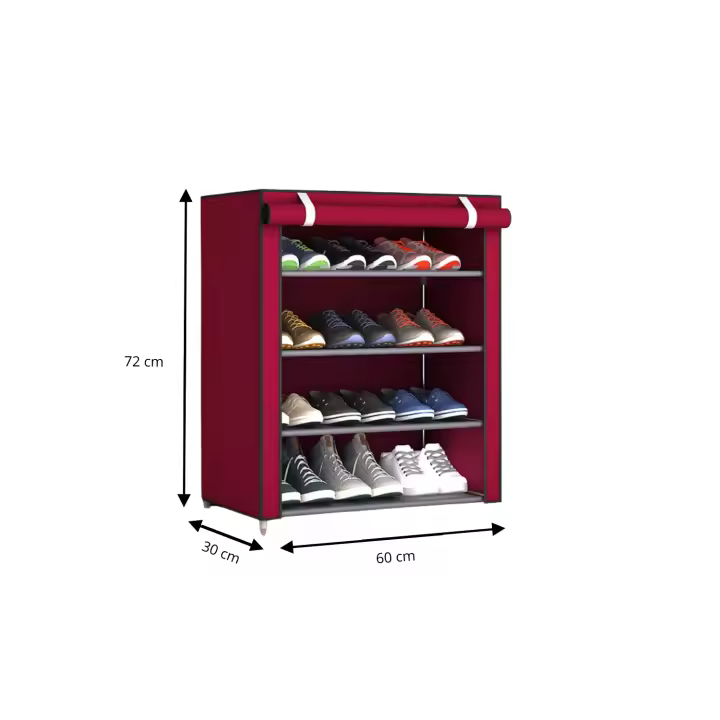 LUTODY - Zapatero Organizador de zapatos de tela textil, Auxiliar compacto de varios niveles, vertical, tubo de metal plegable - Vestidor portátil para recibidor, entrada, sala de estar, salón - Ligero y resistente - 1