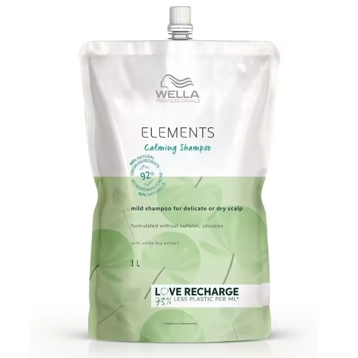 Wella Elements Calming Shampoo Recarga 1000 Ml. | Champú suave especialmente formulado para calmar y equilibrar el cuero cabelludo sensible. - 1