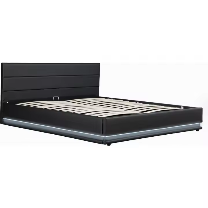 Cama con LED "Anastasia"- 160 x 200 cm - Negro - 1