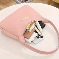 Nueva Bolso De Hombro Moda Dulce Y Elegante En Color Sólido Con Patrón De Lichi Bolso Versátil Coreano Para Mujer - details 3
