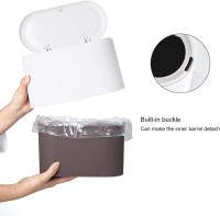 Pequeño cubo de basura de mesa con tapa de botón para oficina, baño, cocina y dormitorio, almacenamiento de alimentos para mascotas - details 2