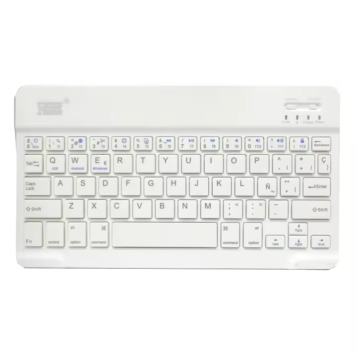 FGNS Teclado Español Ñ para Tablet, Teclado Bluetooth  Inalámbrico Portátil para Ultra Delgado para Cualquier Sistemas Operativos iOS Android Windows,Compatible con iPad Galaxy Tab Tablets Portátil Teléfonos Inteligentes(Negro Blanco) - 1