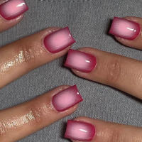 24pcs/set Uñas Postizas Cortas De Acrílico Estilo Francés Con Diseño De Flores Y Mariposas Para La Temporada De Primavera Y Verano Artículos De Belleza Para Uñas - details 6