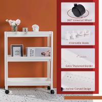 Carrito de almacenamiento delgado con ruedas de 3/4 niveles, para uso general, organizador de estanterías de almacenamiento móvil deslizante para cocina, baño, lavandería, dormitorio, lugares estrechos - details 10