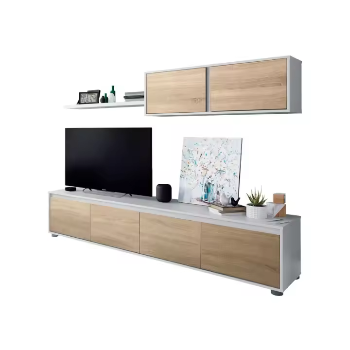 Duehome - Salón Alida | Mueble de Salón-comedor 3 Piezas | Bajo de TV 2m | Módulo Colgante | Estantería Exterior - 1