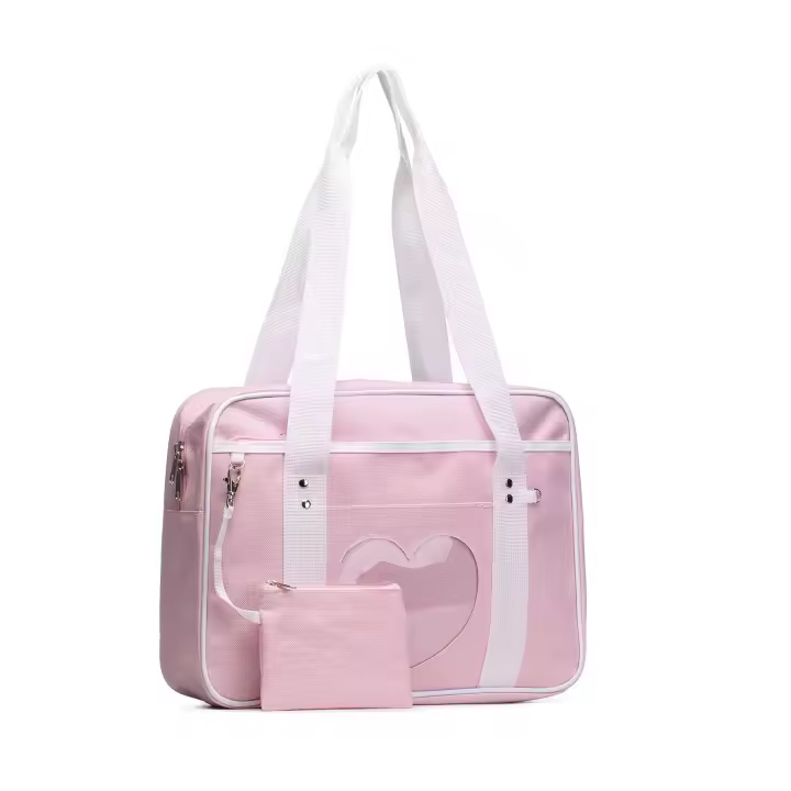 Corazón Japonés Escuela Bolsa Grande anime Bolso de Hombre kawaii para las mujeres, Rosa - 1