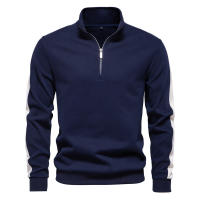 Sudadera de manga larga con cuello levantado para hombre, sudadera deportiva empalmada, chaqueta informal versátil, novedad de Otoño de 2024 - details 1