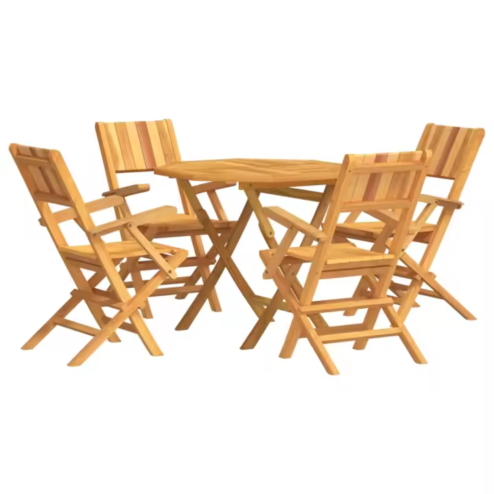 vidaXL Juego de comedor para jardín 5 piezas madera maciza de teca - 1
