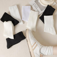 3 Pares De Calcetines Blancos Para Mujer Estilo Harajuku Coreano Y2k Lolita Calcetines Solids Con Rayas Medio Tubo Algodón Poliéster - details 0