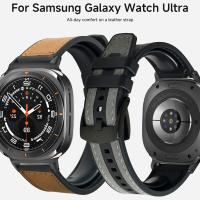 Correa De Cuero Y Silicona Para Samsung Galaxy Watch 7 Ultra 47mm Deporte Unisex Pulsera De Cierre De Hebilla Para Reloj Samsung 7 47mm - details 1