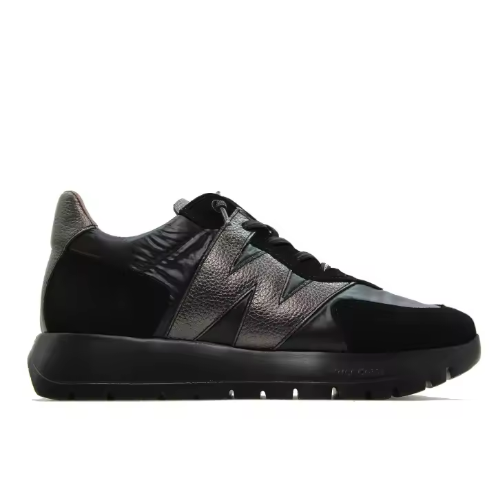 Wonders A-2464 Sneaker casual, deportiva de piel y textil, cierre de cordón elástico, suela ligera de goma, para señora - 1