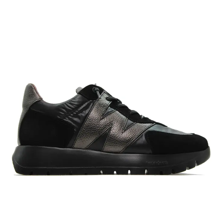 Wonders A-2464 Sneaker casual, deportiva de piel y textil, cierre de cordón elástico, suela ligera de goma, para señora - 1
