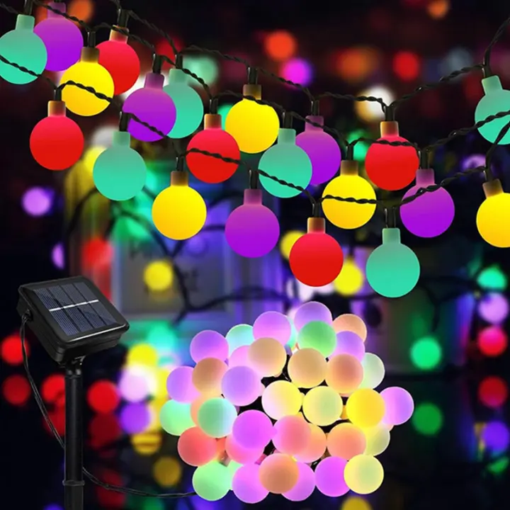 1Pack Luces De Cadena Solar Para Jardín Globos De Navidad Impermeables Con 8 Modos Decoración De Bodas Al Aire Libre Y Navidad - 1
