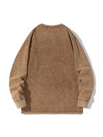 Camiseta De Algodón Grueso Para Hombre Retro Y Amplia Estilo Coreano Y2K Con Mangas Largas Y Cuello En V Para La Calle Alta - details 16