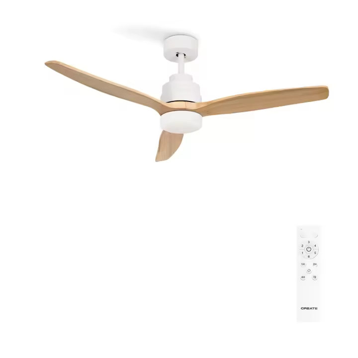 CREATE - Ventilador de techo 40W silencioso 100% madera natural y motor blanco, varios tamaños - WIND STYLANCE - 1