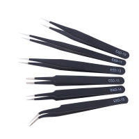 Set De 6 Pinzas De Precisión ESD Antiestática De Acero Inoxidable Herramienta Industrial Para Mantenimiento Curvas Y Rectas - details 3