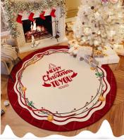 VIKAMA Alfombra Redonda De Navidad Para Sala Y Dormitorio Decoración Festiva Con Árbol De Navidad Antideslizante Y Resistente Al Desvanecimiento De Polvo Material De Poliéster 100% Velours Cristal - details 1