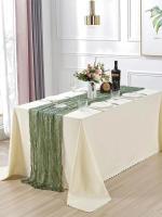 Corredor De Mesa De Queso 10FT En Rosa Tenuis Bohemio 1PC Para Fiestas Y Uso Rustico Tejido De Poliéster Sólido - details 12