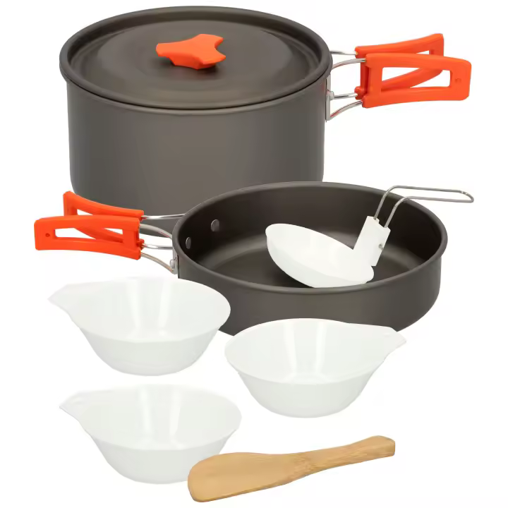 Set de cocina para camping Aktive, Utensilios cocina camping  Utensilios para camping Set cocina camping  Camping Gas  Incluye 8 piezas  Para 2 personas  Con funda para transportar - 1