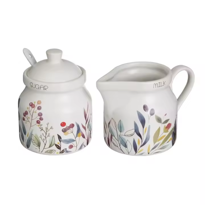 Set Azucarero y Lechera  Cerámica  Stoneware Hojas y Frutas Multicolor Berries  (8dx10,5 cm) - 1