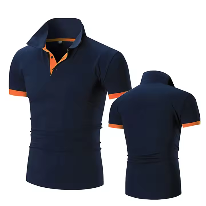 Camisa Polo Hombre Verano Nueva Cuello Vacío Manga Corta Transpirable Moda Negocios Marca Ropa Hombre Estilo Casual Contraste De Colores - 1