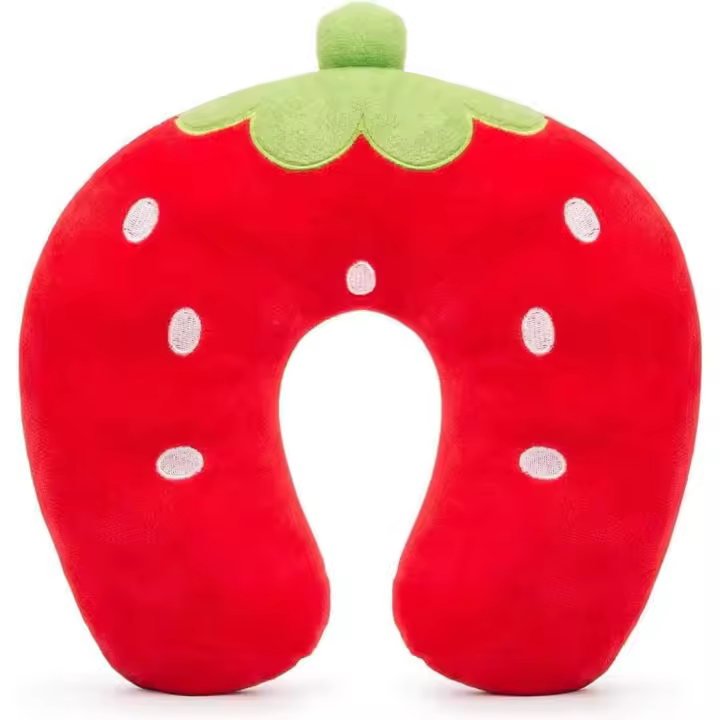 Almohada de Viaje para niños, Soporte de Cuello en Forma de U para aliviar el Dolor, para la Oficina en casa, Camping, Viajes, avión, Coche, Tren (Fresa) - 1