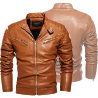 Chaqueta De Cuero Para Motociclista Resistente Al Viento Y Lluvia Para Otoño Y Primavera Con Cuello Alto Para Hombre Estilo Europeo Y Americano - details 2