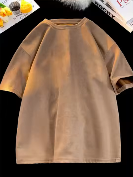 Camiseta De Piel Suelta Para Hombres Y Mujeres Antirrugas Cuello Redondo Casual Verano Manga Corta Moda Callejera - 1
