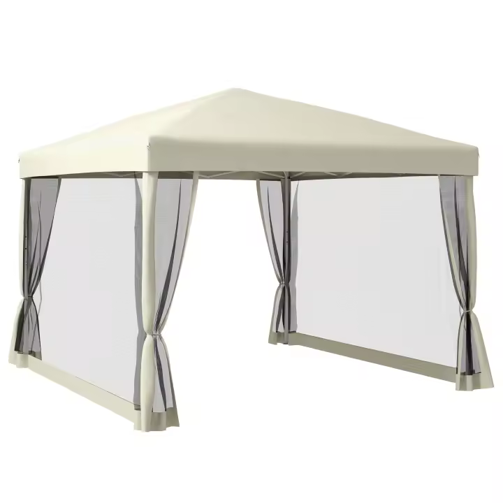 Carpa plegable gazebo plegable 3x3m con Paredes laterales y Bolsa de Transporte, Maple y Canvas Oxford, beige, ¡Perfecta para fiesta en El Jardín y eventos! - 1