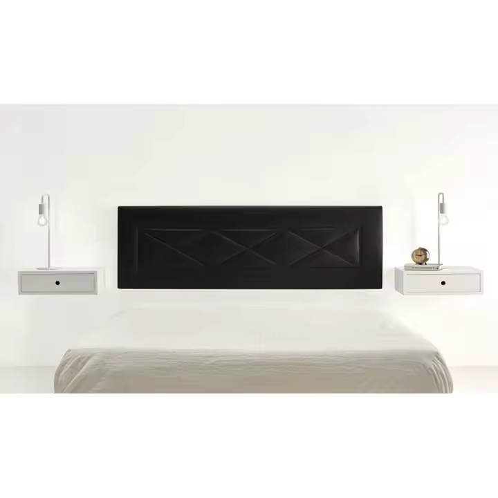 CAMA EXPRESS Cabecero tapizado R55 color blanco + 2 mesitas flotantes - 1