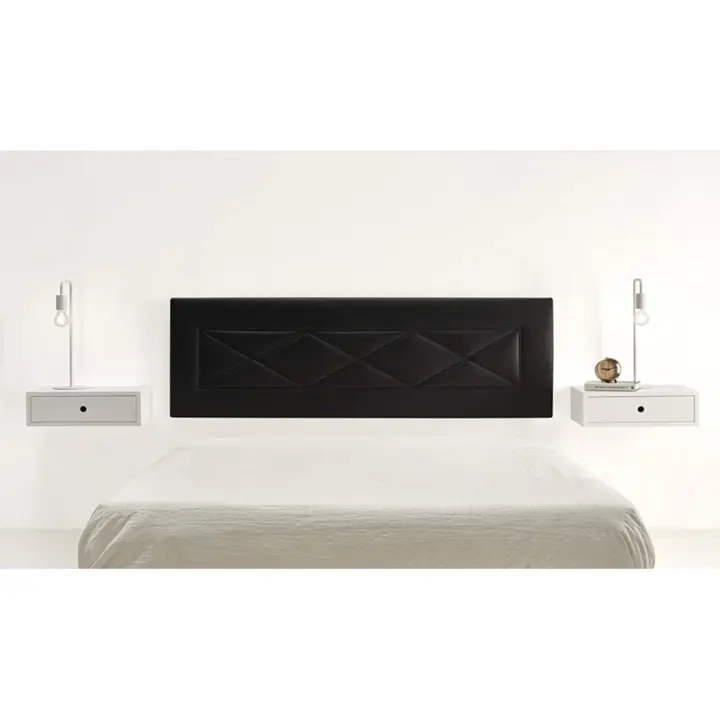 CAMA EXPRESS Cabecero tapizado R55 color blanco + 2 mesitas flotantes - 1