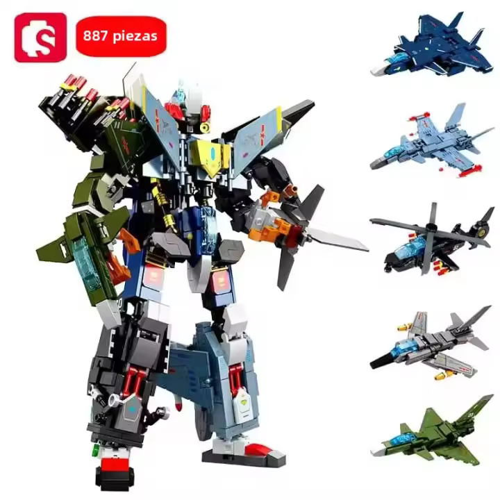 SEMBO 4IN1 Kit De Bloques De Construcción De Robot Transformable Mecha Para Niños Juguetes Para Boys Modelos De Tanque Avión Combate Barco Regalos Para Niños De 6 a 12 Años - 1