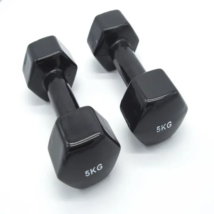 Ozio Fitness Mancuernas Pesas Hexagonales de Vinilo Fitness 5 Kg - Pack de 2 Unidades - 1