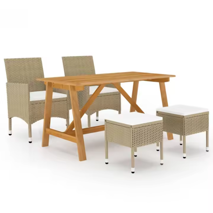 vidaXL Juego de comedor de jardín de 5 piezas beige - 1