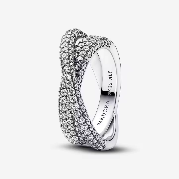 Anillo Doble Banda Cruzada en Pavé Pandora 193022C01 - 1