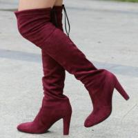 Botines Largos Hasta La Rodilla Para Mujer Con Peluche Y Veludo Botas De Invierno Con Cordones Suela De Goma Material De Suela De Cuero De Vaca - details 5