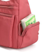 Bolso De Hombro Para Mujer Nylon Impermeable Bolso Bandolera Estilo Casual Con Solapa Y Bolsillos Internos Florales - details 12