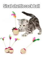 Juguete Interactivo Para Gatos 1PC Bola De Peluche Colorida Con Plumas Para Masticar Y Rascarse Juguete De Sisal Para Divertir a Los Gatos - details 0
