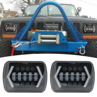 Faros LED Impermeables 90W 7x6'' 5X7" Para Jeep YJ Cherokee XJ Trucks Con DRL Blanco Y Señal De Giro Amarilla Compatible Con Modelos De 1990 a 2015 - details 16