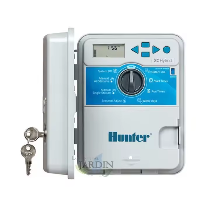 HUNTER Programador de riego Hunter XC Hybrid 12 zonas exterior, controlador automático para riego de jardín y césped - 1