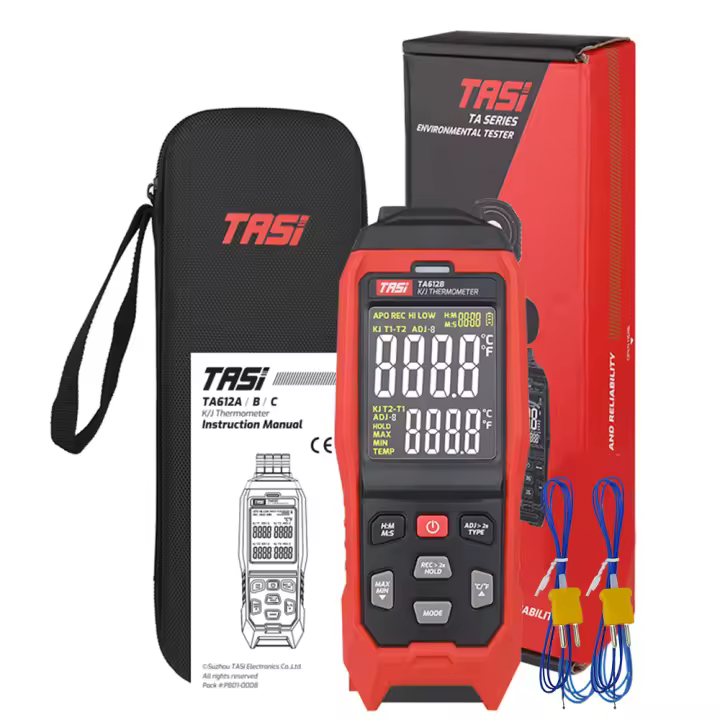 TA612C Termómetro Digital Con Pantalla LCD De 4 Canales Para Thermocouple K/J Tipo Almacenamiento De 5000 Grupos Y Descarga USB - 1
