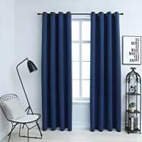 vidaXL 2x Cortinas Opacas con Anillas Metal 140x245cm Decoración Hogar Color Beige,  Gris,  Negro y mas - details 5