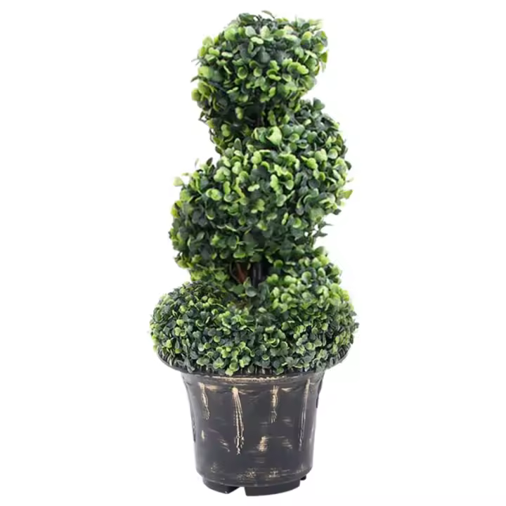 vidaXL Planta Espiral de Boj Artificial con Macetero Verde Topiario Dimensiones 20 x 59 cm,  29.5 x 100 cm,  29.5 x 117 cm y mas - 1