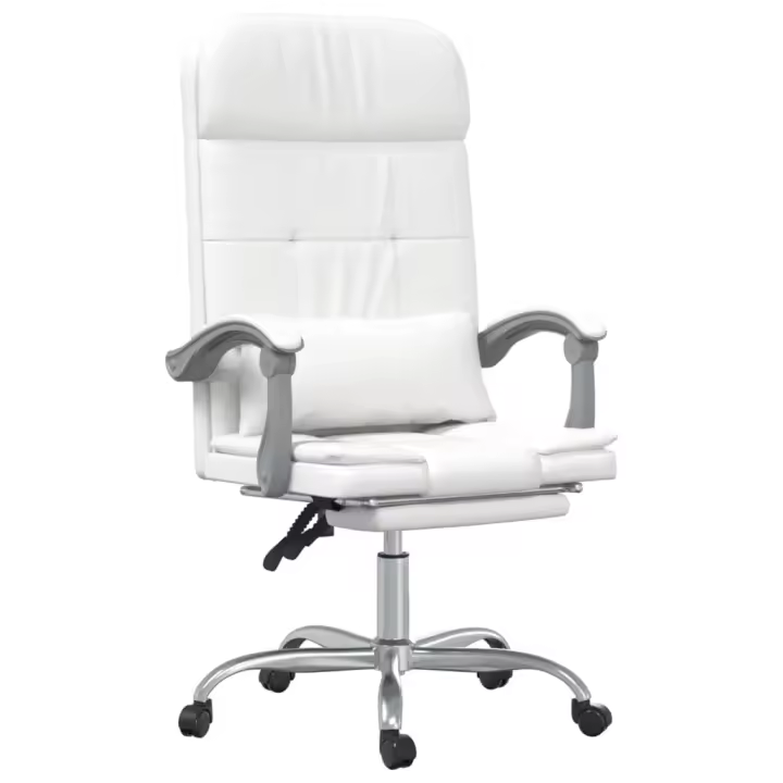 Silla de Oficina reclinable masaje cuero sintético Blanco - 1