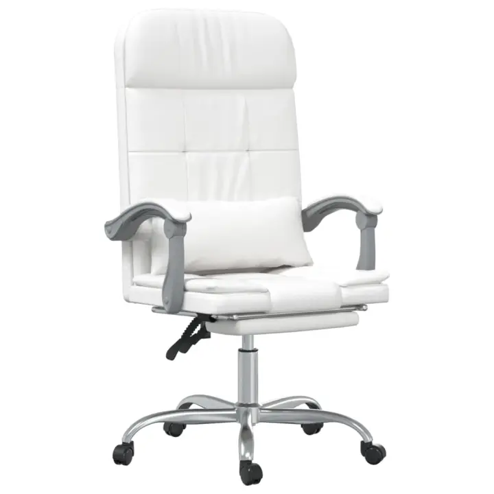 Silla de Oficina reclinable masaje cuero sintético Blanco - 1