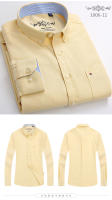 Camisa De Oxford Para Hombre Algodón Y Poliéster Estilo Casual De Negocios Con Rayas Y Cuadros Cuello Alto Manga Larga No Hierro Slim Fit Color Sólido Para Otoño/Invierno - details 15
