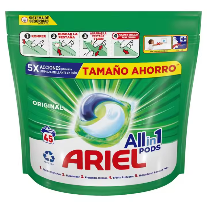 Ariel All-in-1 Pods Detergente Cápsulas, 96 lavados (2 x 48 caps) - 1