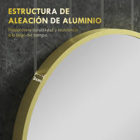 HOMCOM Espejo de Baño Ovalado 40x70 cm con Marco de Aluminio Espejo de Pared Decorativo Horizontal o Vertical para Salón Entrada Pasillo - details 1