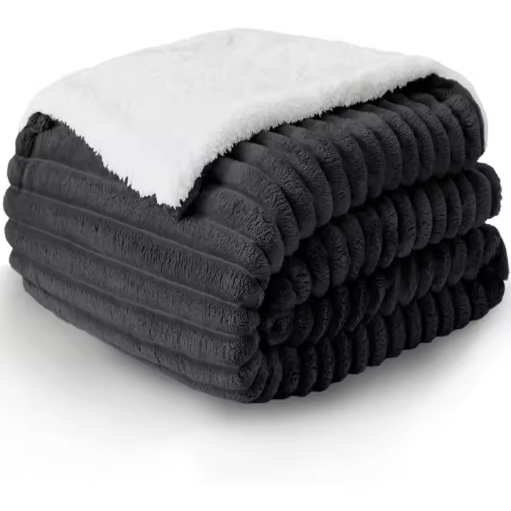 C.A - Manta Sherpa Franela Reversible para Cama, Manta Polar con Cordón para Sofá, Sobrecama Suave, Caliente, Transpirable para Invierno - 1
